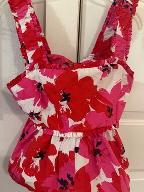 miami Pink and Red Floral Tank Top